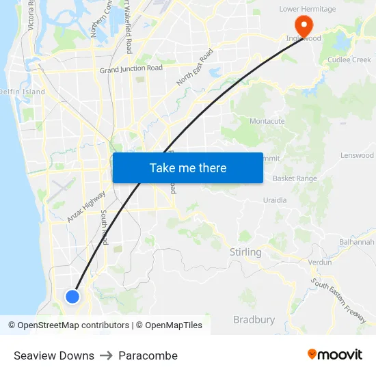Seaview Downs to Paracombe map