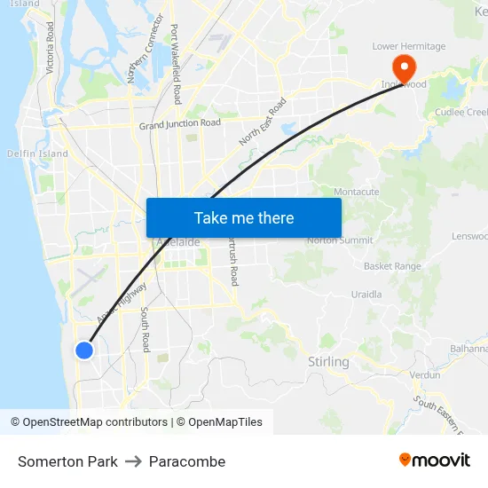 Somerton Park to Paracombe map