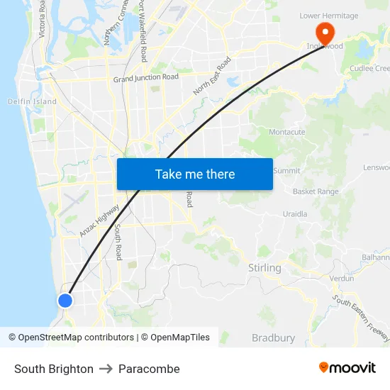 South Brighton to Paracombe map