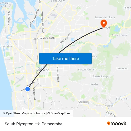 South Plympton to Paracombe map