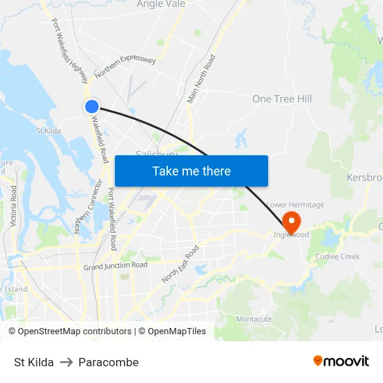 St Kilda to Paracombe map