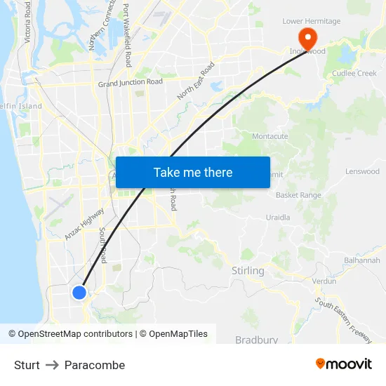 Sturt to Paracombe map