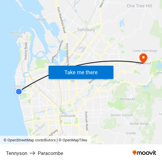 Tennyson to Paracombe map