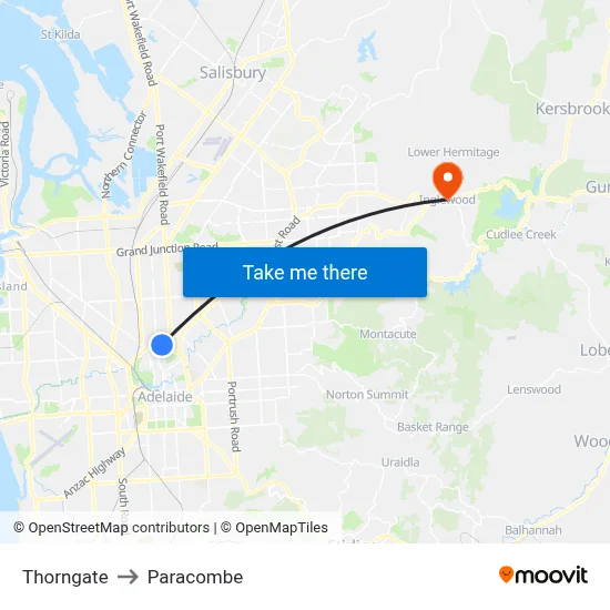 Thorngate to Paracombe map