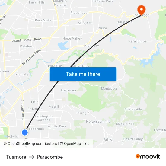 Tusmore to Paracombe map