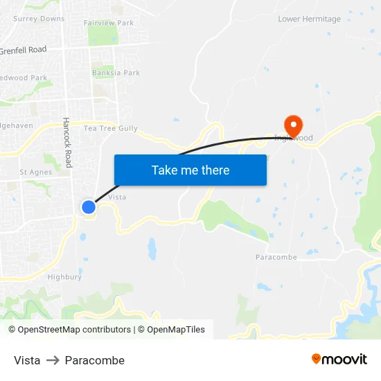 Vista to Paracombe map