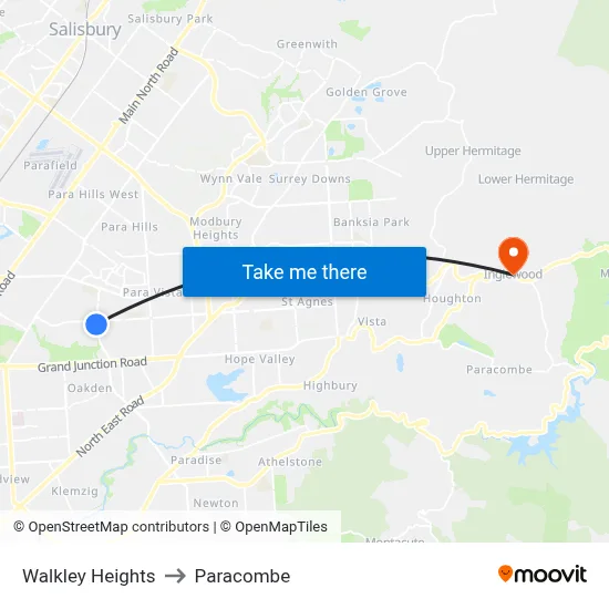 Walkley Heights to Paracombe map
