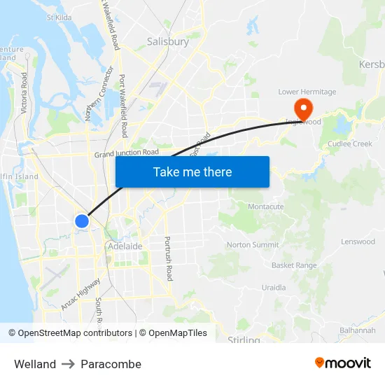 Welland to Paracombe map