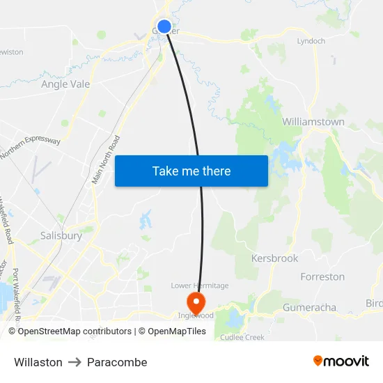 Willaston to Paracombe map