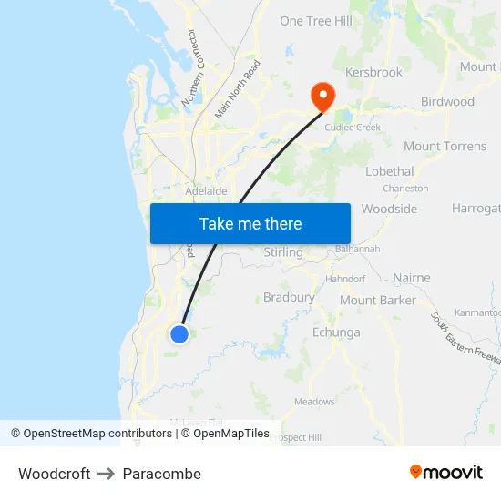 Woodcroft to Paracombe map