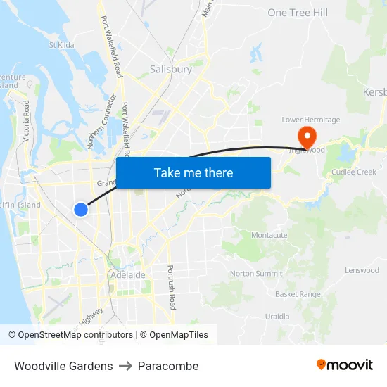 Woodville Gardens to Paracombe map
