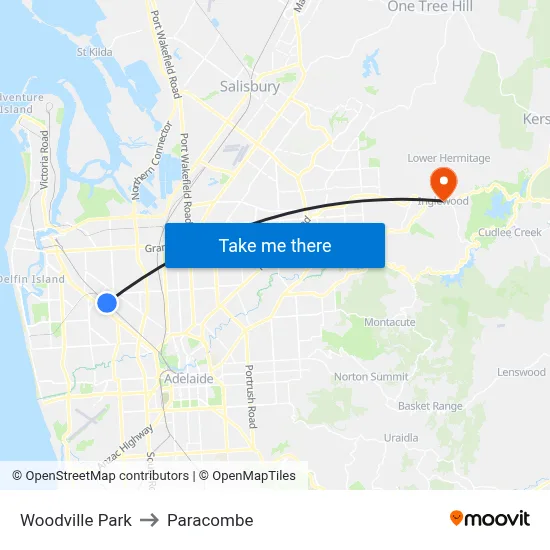 Woodville Park to Paracombe map