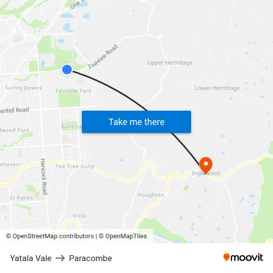 Yatala Vale to Paracombe map