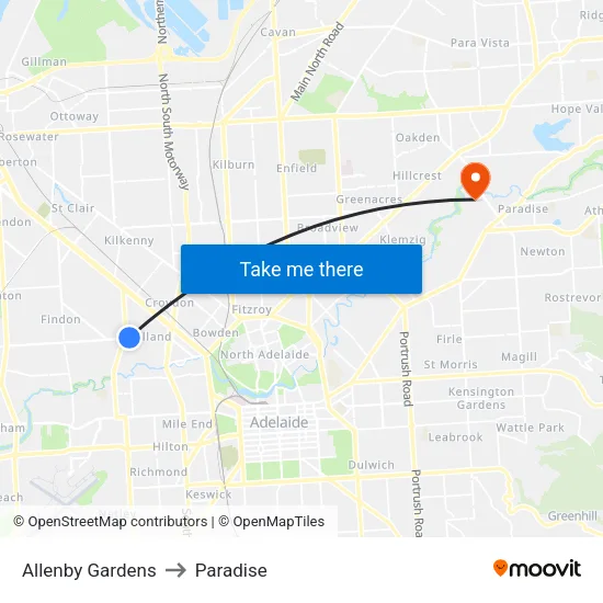 Allenby Gardens to Paradise map