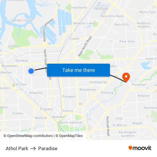 Athol Park to Paradise map
