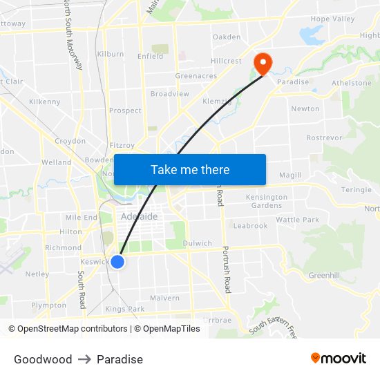 Goodwood to Paradise map