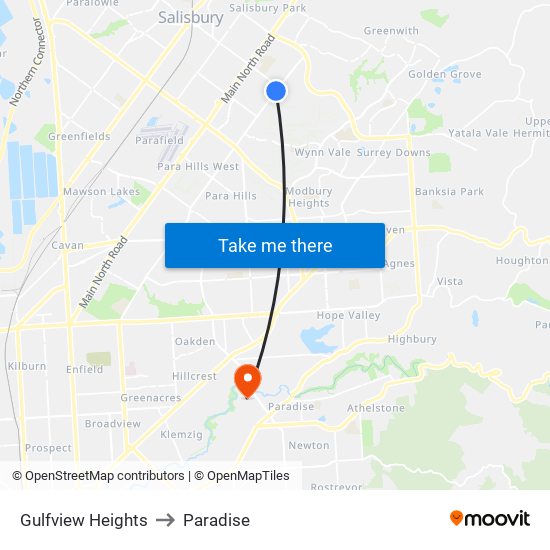 Gulfview Heights to Paradise map