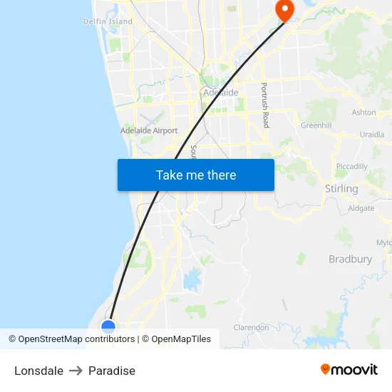 Lonsdale to Paradise map
