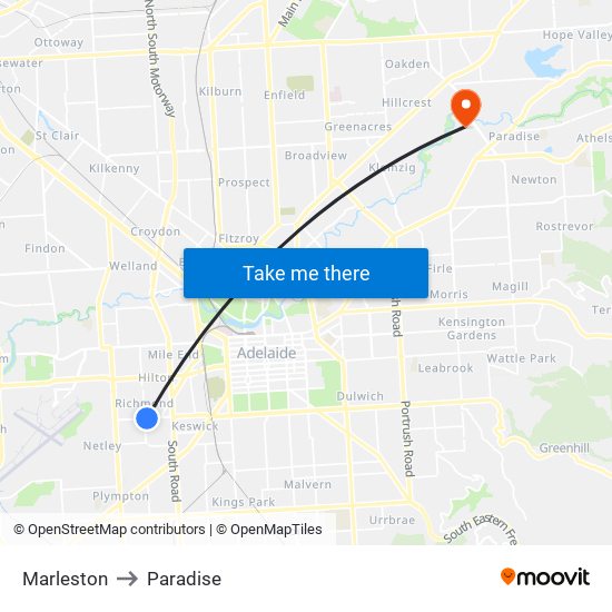 Marleston to Paradise map