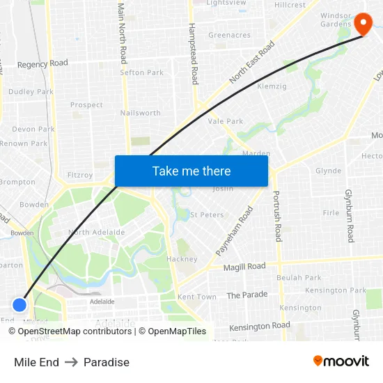 Mile End to Paradise map