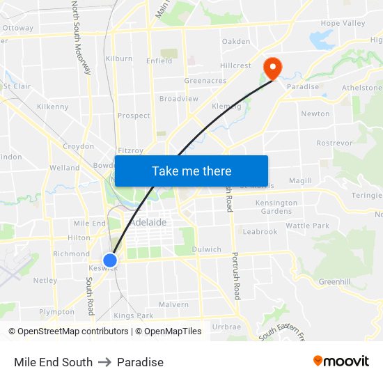 Mile End South to Paradise map