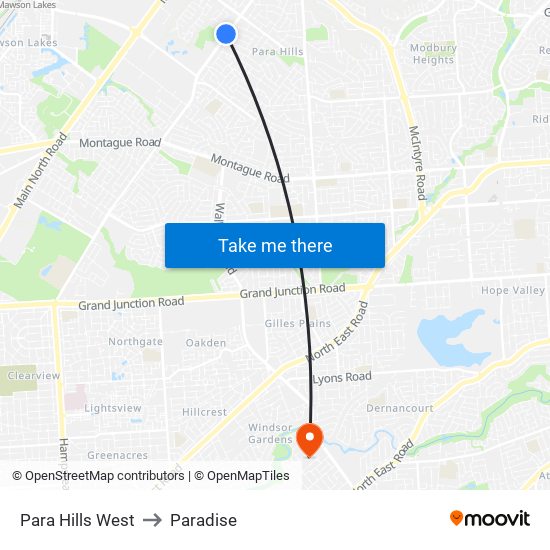 Para Hills West to Paradise map