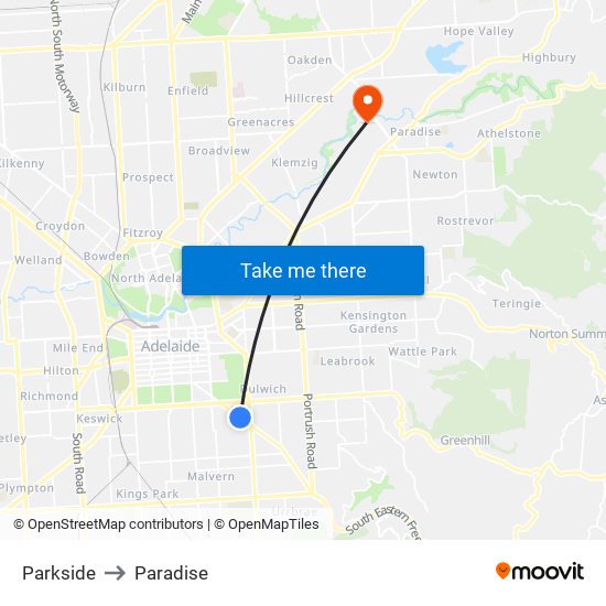 Parkside to Paradise map