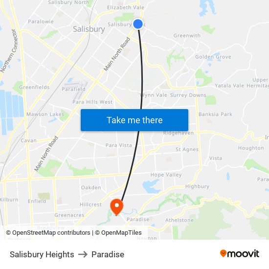 Salisbury Heights to Paradise map