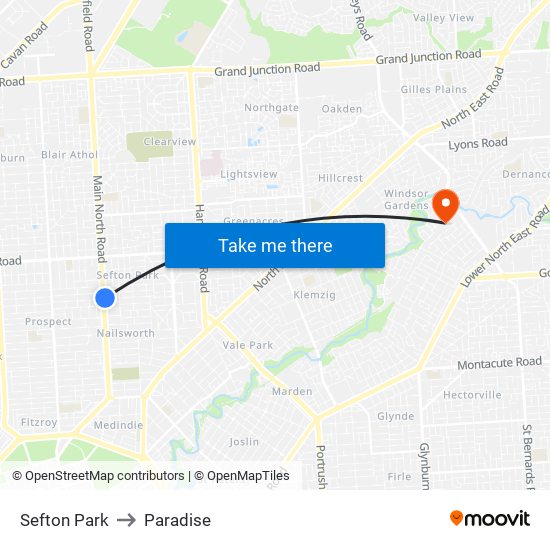 Sefton Park to Paradise map