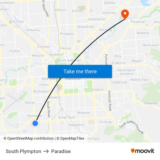 South Plympton to Paradise map