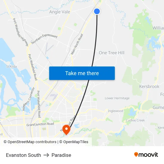Evanston South to Paradise map