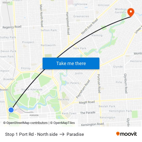 Stop 1 Port Rd - North side to Paradise map