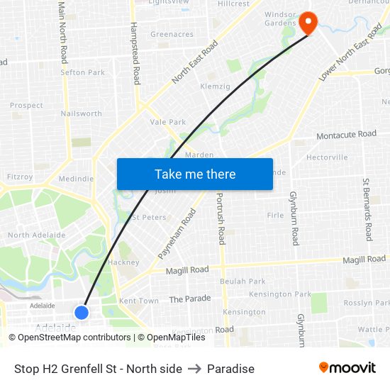 Stop H2 Grenfell St - North side to Paradise map