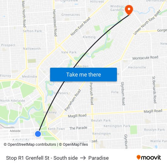 Stop R1 Grenfell St - South side to Paradise map