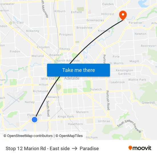 Stop 12 Marion Rd - East side to Paradise map