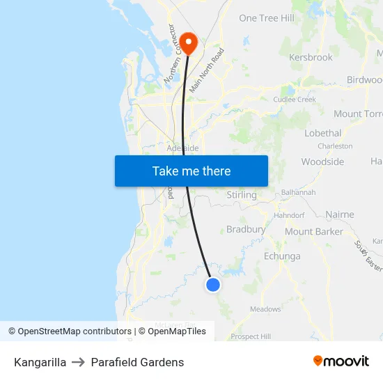 Kangarilla to Parafield Gardens map