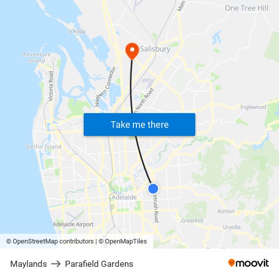 Maylands to Parafield Gardens map