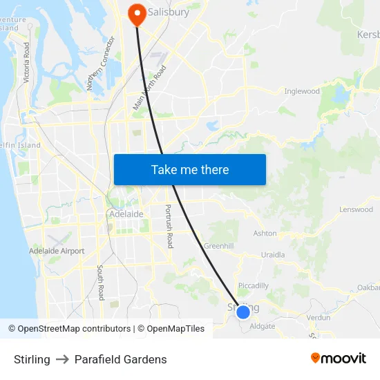 Stirling to Parafield Gardens map