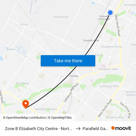 Zone B Elizabeth City Centre - North West side to Parafield Gardens map
