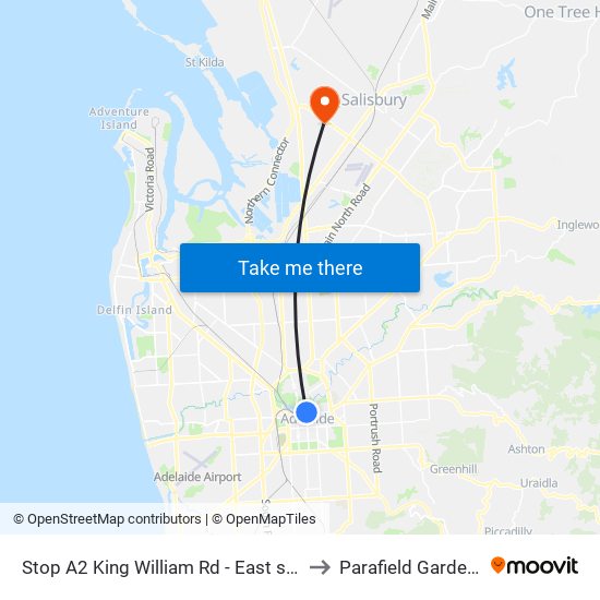 Stop A2 King William Rd - East side to Parafield Gardens map