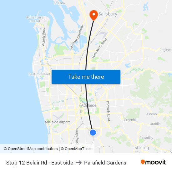 Stop 12 Belair Rd - East side to Parafield Gardens map