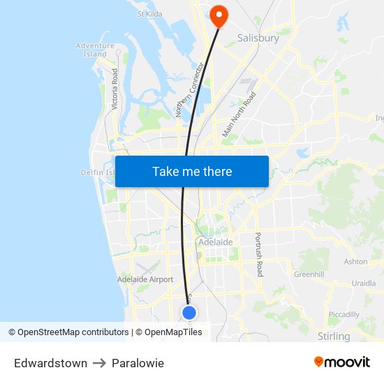 Edwardstown to Paralowie map