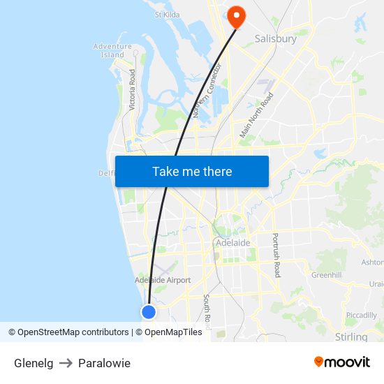 Glenelg to Paralowie map