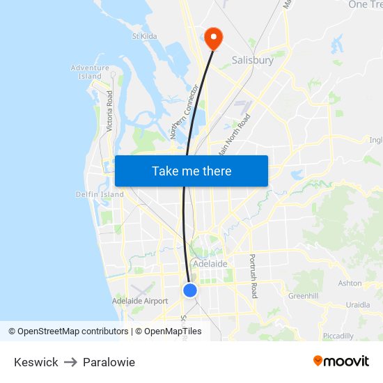 Keswick to Paralowie map