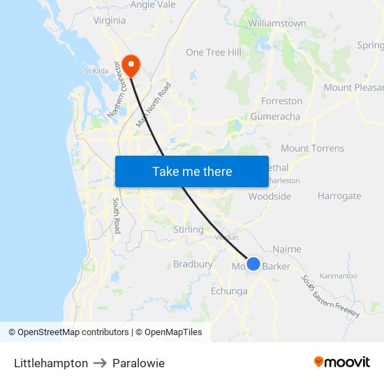 Littlehampton to Paralowie map