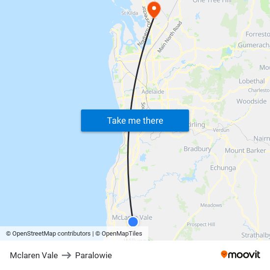 Mclaren Vale to Paralowie map