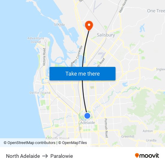 North Adelaide to Paralowie map