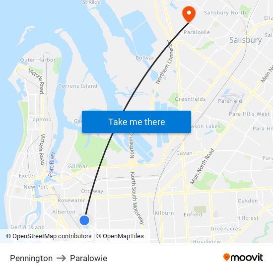 Pennington to Paralowie map