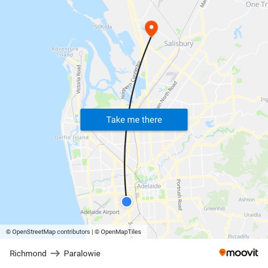 Richmond to Paralowie map