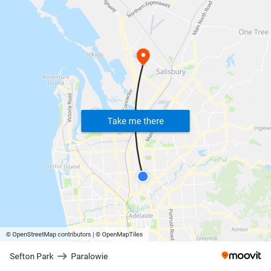 Sefton Park to Paralowie map